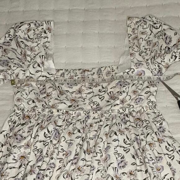 Free People Corduroy Baby Doll Mini Dress Women's S | Cream Floral | EUC - Picture 14 of 15